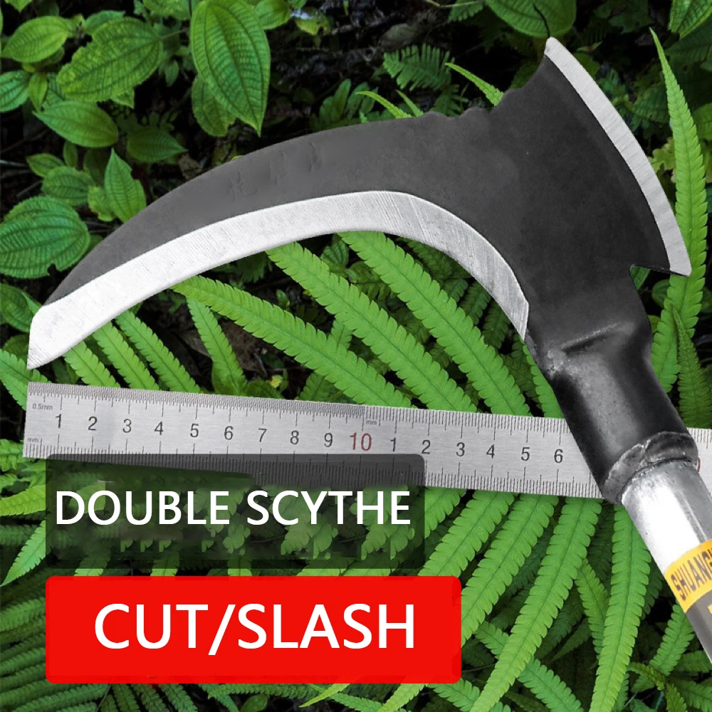 Double Scythe High Manganese Steel Multifunctional Mowing and Cutting Tool for Gardening