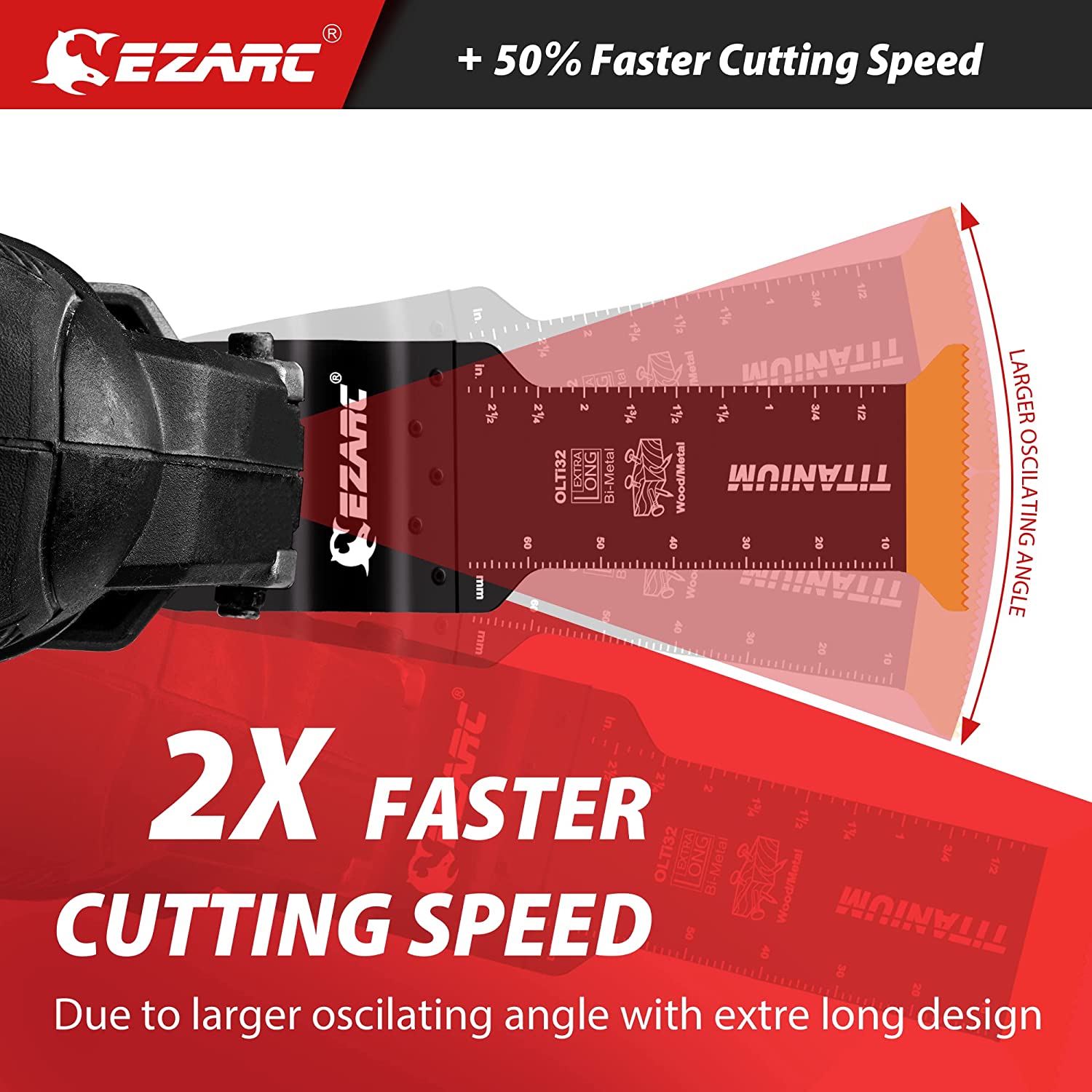 EZARC 3PCs Extra-Long Titanium Oscilante Multitool Lâminas, Oscilante Saw Blade para Metal Nails Parafusos De Corte, Plástico