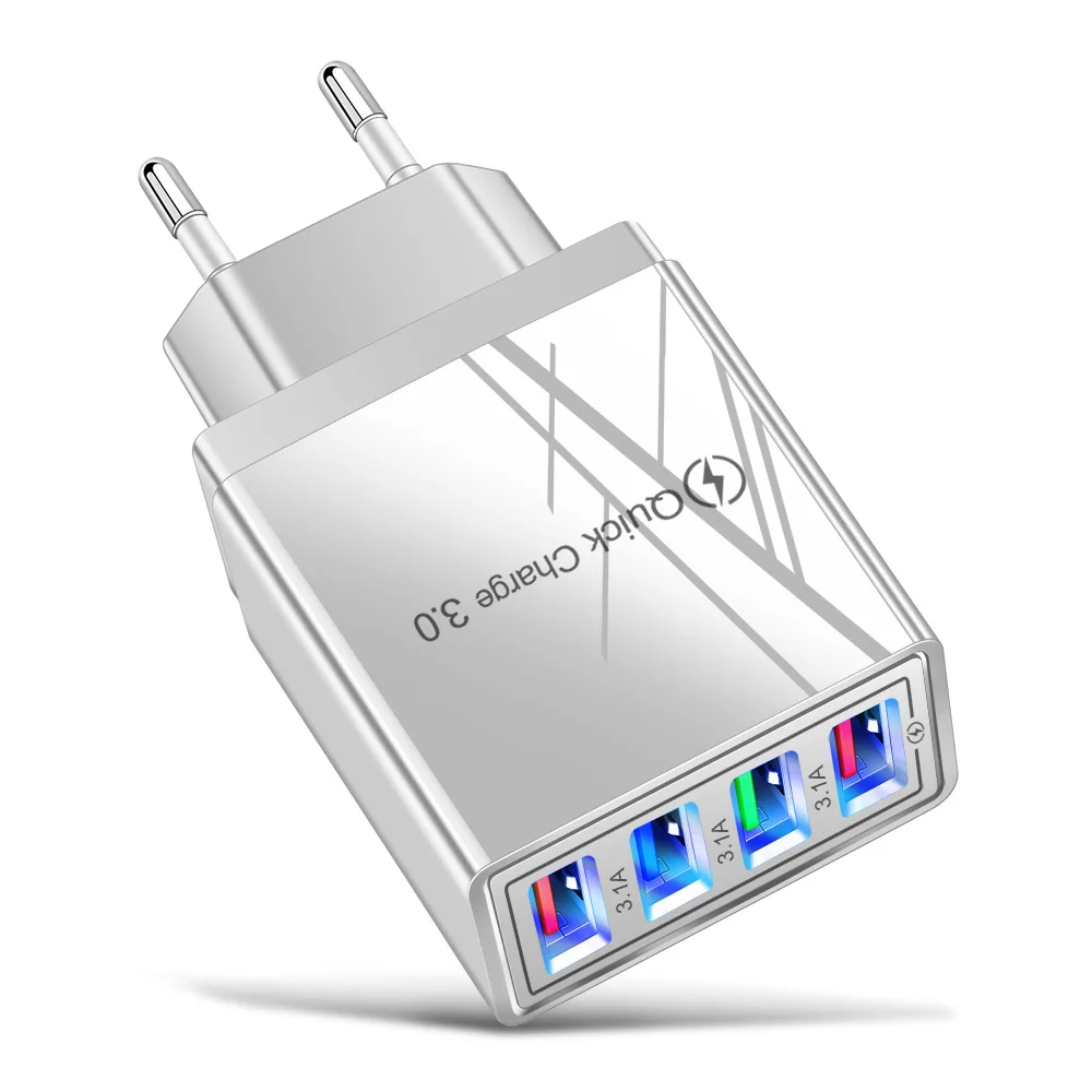 3.1A EU US 4USB ポート AC ホームトラベル壁充電器電源アダプタ Iphone 12 13 14 15 プロマックスサムスン Xiaomi Huawei 社