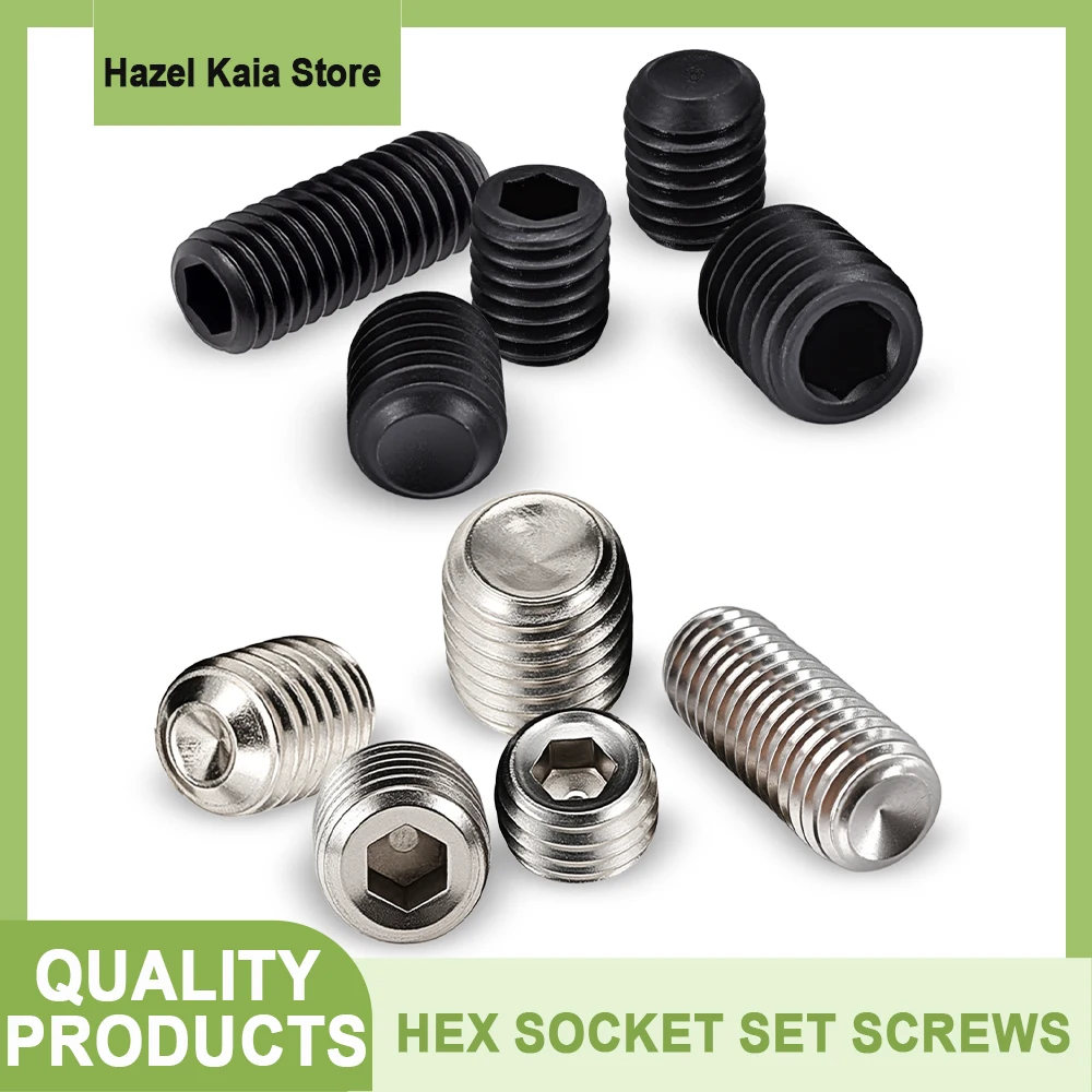 10 - 100 Uds DIN916 304 acero inoxidable grado 12,9 tornillos hexagonales de acero al carbono tornillo sin cabeza M1.6 M2 M2.5 M3 M4 M5 M6 M8