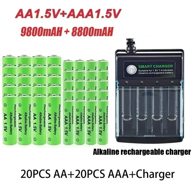 Оригинальная аккумуляторная батарея 1,5 В AA 9800 мАч + AAA 8800 мАч + зарядное устройство для компьютерных часов, радио, видеоигр, цифровая камера AA AAA