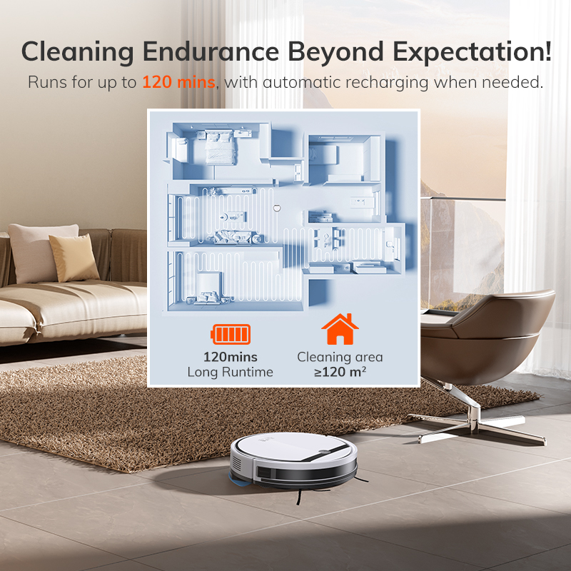 ILIFE V3X Robot aspirateur et vadrouille combinés, V3s Pro mis à niveau, compatible avec Alexa/Google/WiFi, 120 minutes, 3000 Pa, idéal pour les poils d'animaux