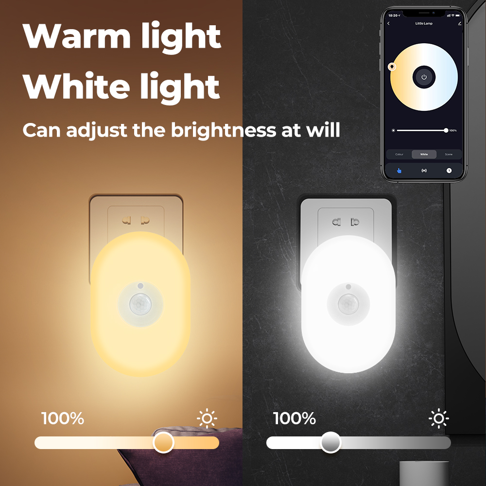 Sensore intelligente Wifi Luce notturna Luci notturne Collegate nel muro Controllo APP Temporizzazione dimmerabile Lampada da parete per atmosfera per camera da letto