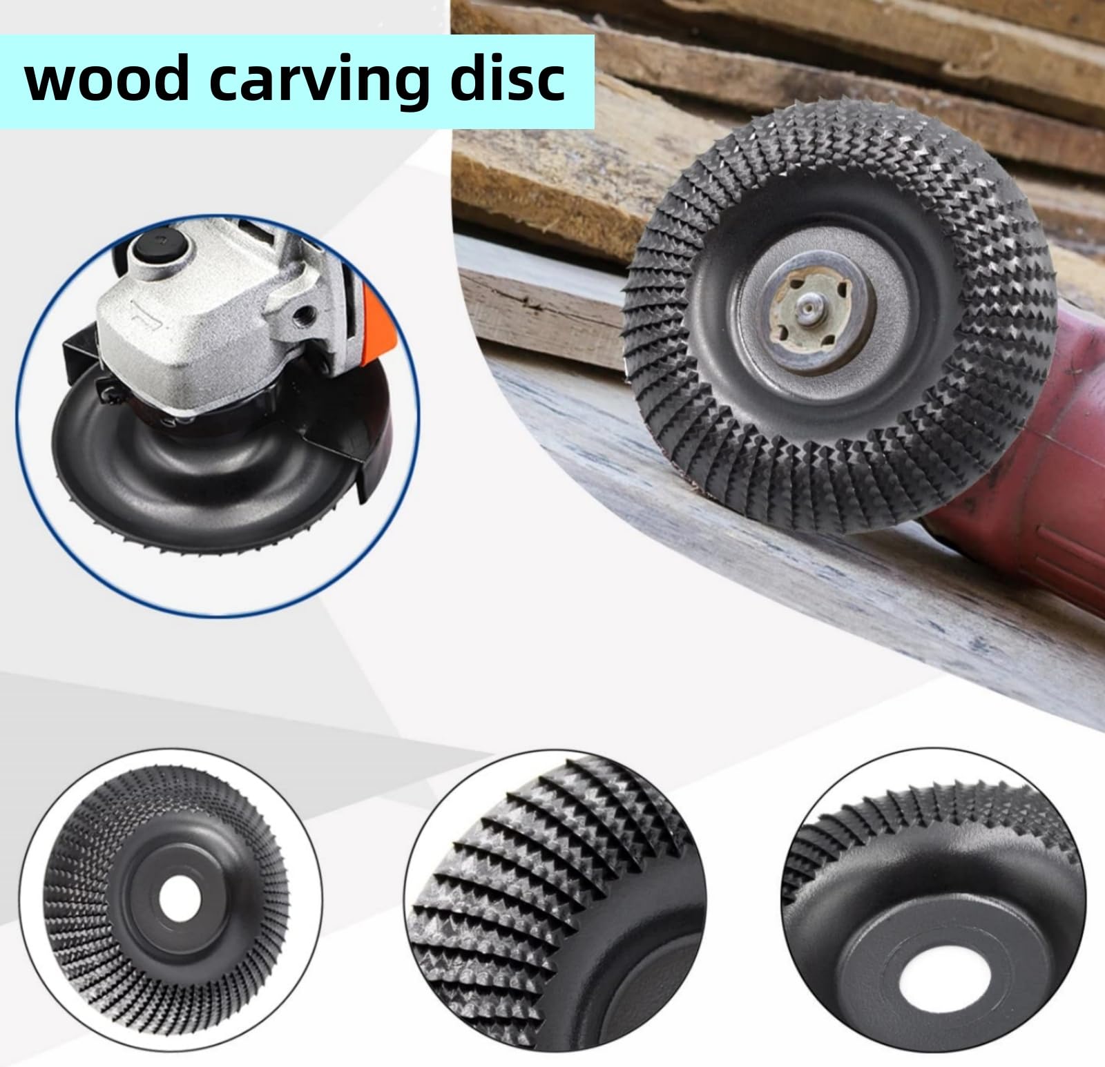 4 Inch Round Wood Angle Grinding Wheel Abrasive Disc Angle Grinder Carbide Coating 22mm Bore Shaping Sanding Carving Rotary Tool