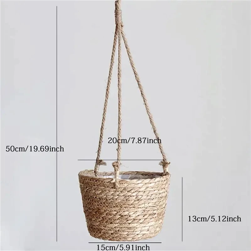 Garten Hängen Pflanzer Makramee Pflanzen Lagerung Korb Jute Seil Gewebt Indoor Outdoor Blumentopf Halter Pflanzen Kleiderbügel Wohnkultur