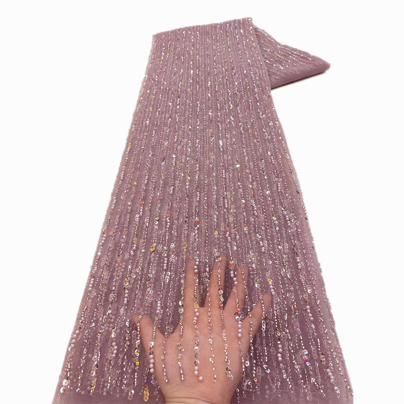 Afrikaanse kant stof 2025, pailletten kralen borduurwerk bruidegom Nigeriaanse bruids hoge kwaliteit Franse tule kant stof voor bruiloft