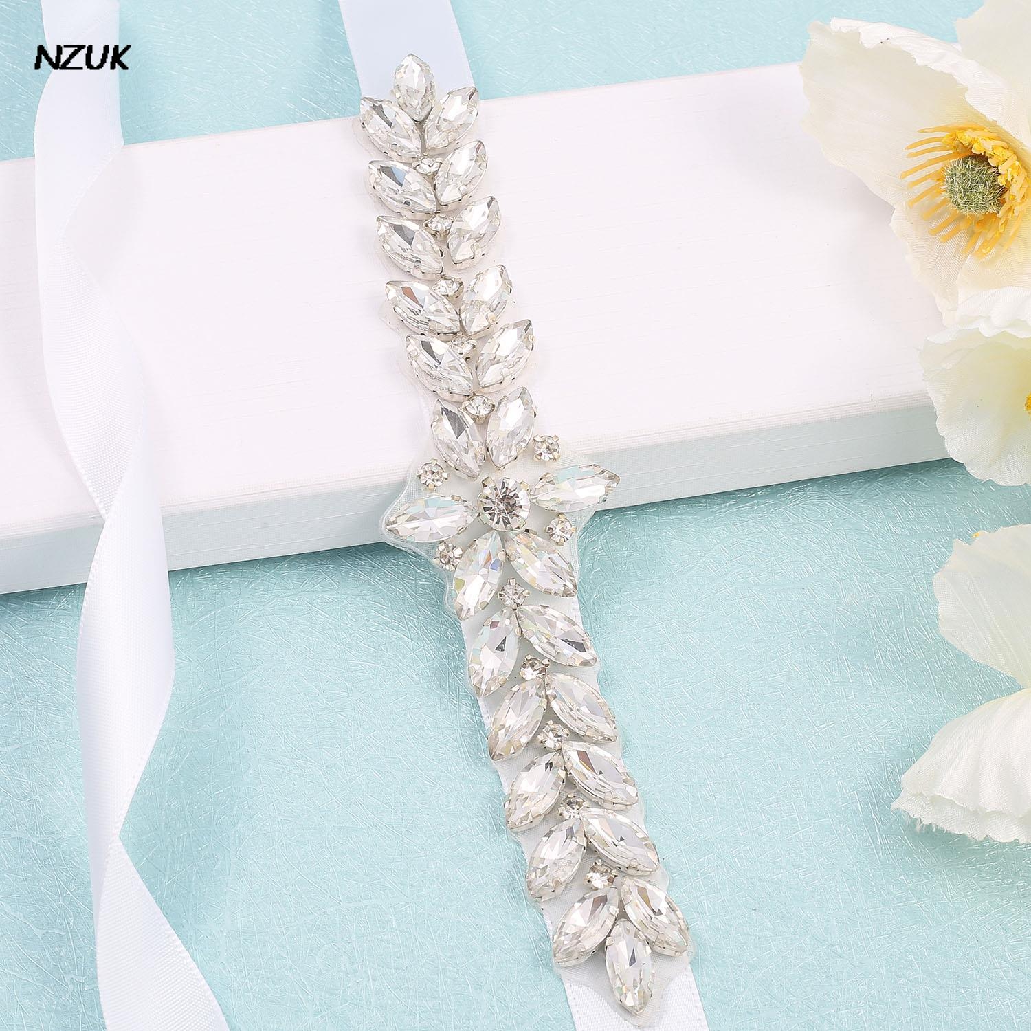 NZUK Diamant Hochzeit Gürtel Kristall Blume Braut Schärpe Silber Strass Hochzeit Schärpe Für Brautjungfer Kleider cinturon novia