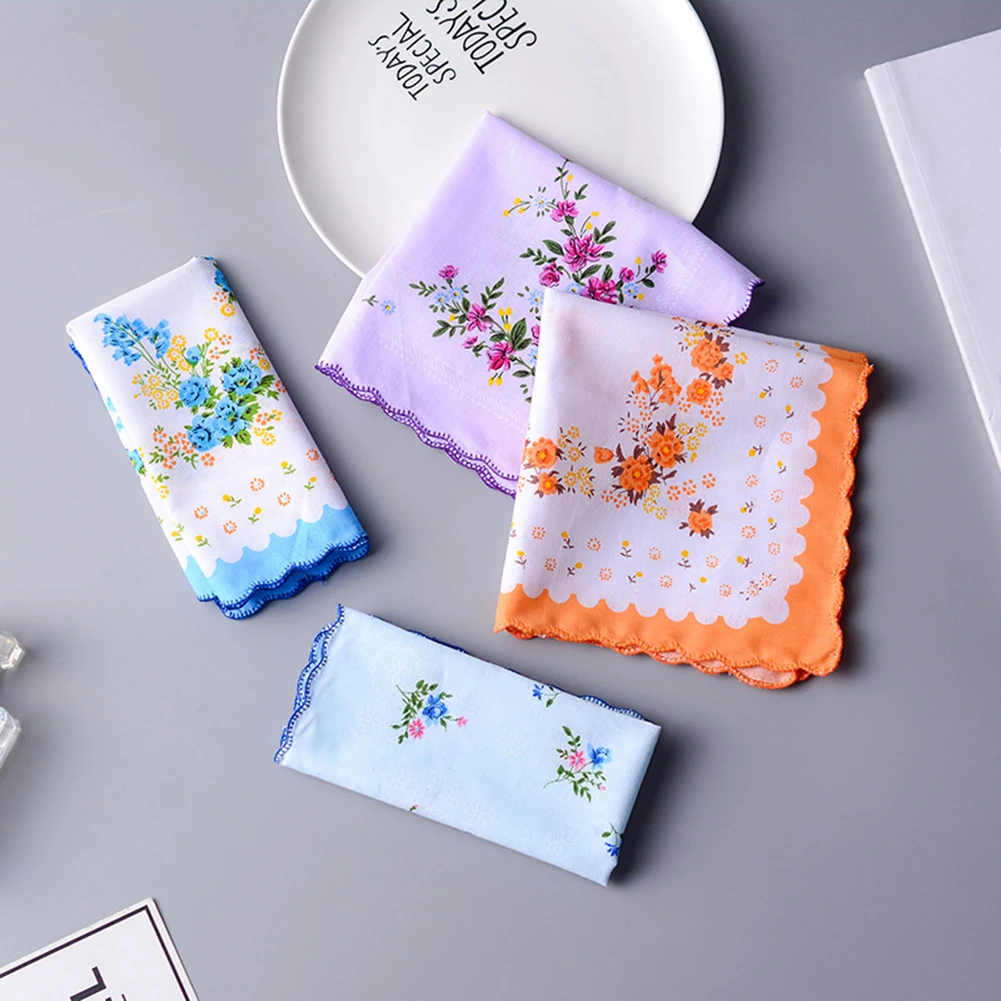 5 個 30 × 30 センチメートル花ハンカチヴィンテージコットン女性ハンカチ刺繍蝶の花ハンカチ花レディースハンカチ