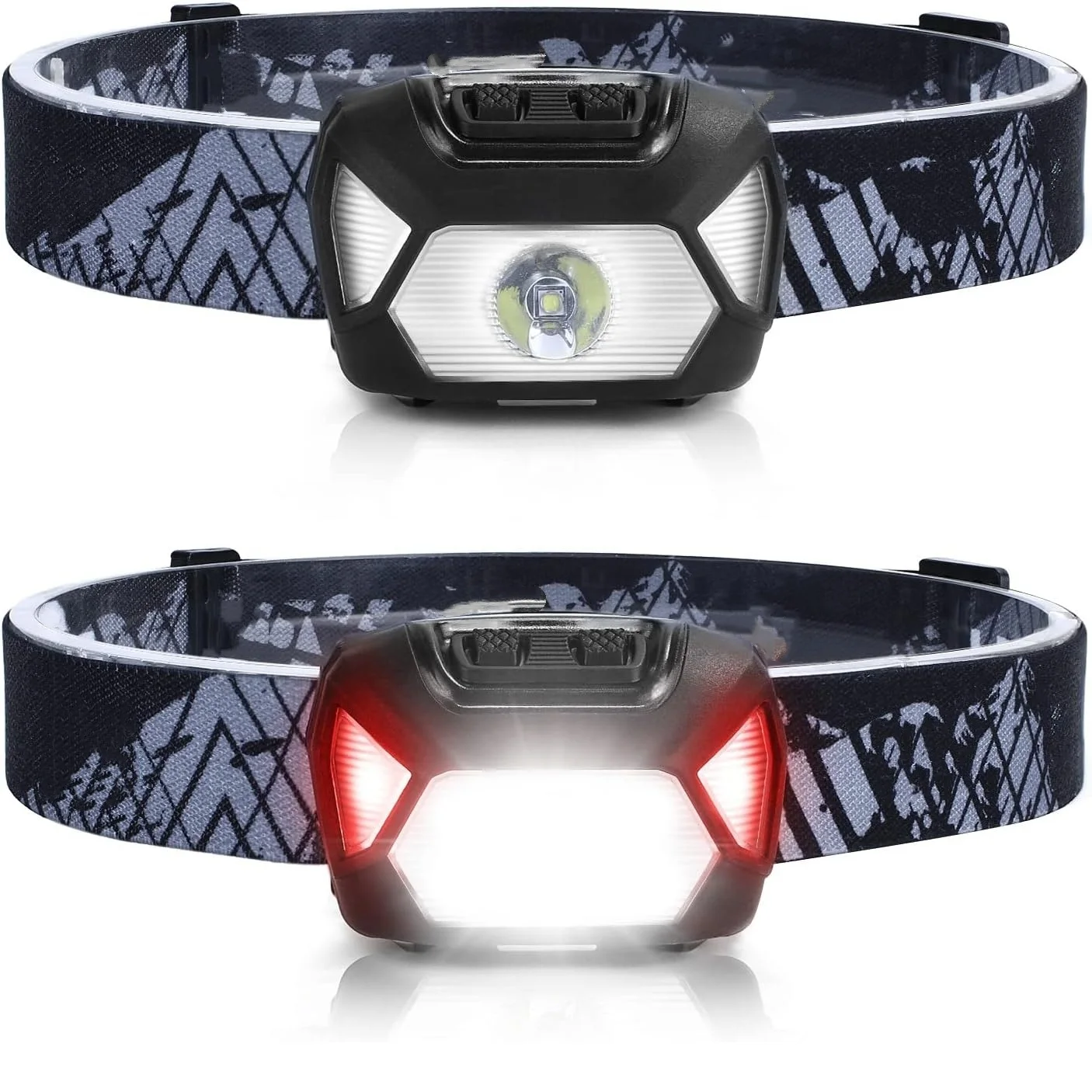 Linterna frontal recargable por Usb, 6 modos, resistente al agua IPX4, linternas LED para cabeza con luz roja y verde para pesca al aire libre