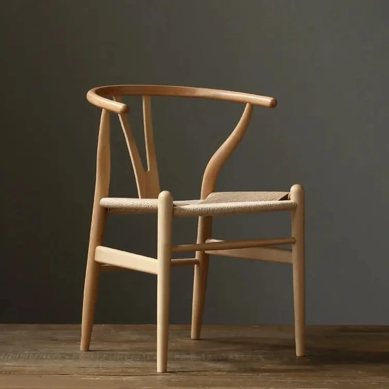 Wooden Nordic Dining Chair  Y Living Room Cane Woven Armchairs Modern Style Restaurant Outdoor Garden Furniture Lounge Stool