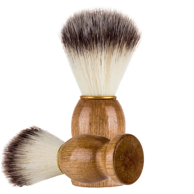 Cepillo de afeitar de pelo de tejón Natural para hombre, salón de barbería, aparato de limpieza de barba Facial, herramienta de afeitado, cepillo de afeitar con mango de madera