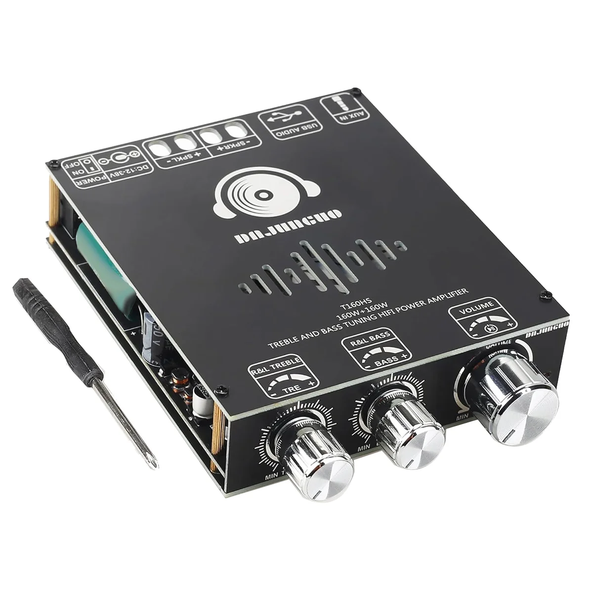 Dajunguo T160HS บอร์ดเครื่องขยายเสียงบลูทูธพร้อมซับวูฟเฟอร์2.0ช่อง160Wx2โมดูลเครื่องขยายเสียงเสียงดิจิตอล TDA7498E