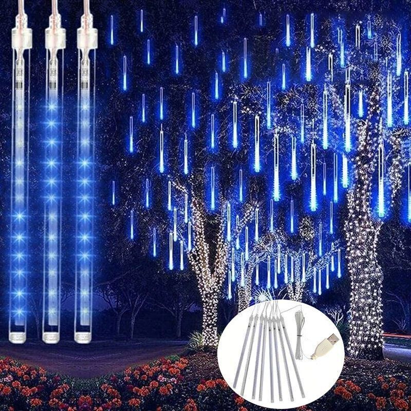 USB-Stecker 8 Röhren LED Meteorschauer 30 cm 50 cm Fee Urlaub Beleuchtung 2025 Ramadan Home Dekoration Hochzeit Weihnachten Schlafzimmer Dekor