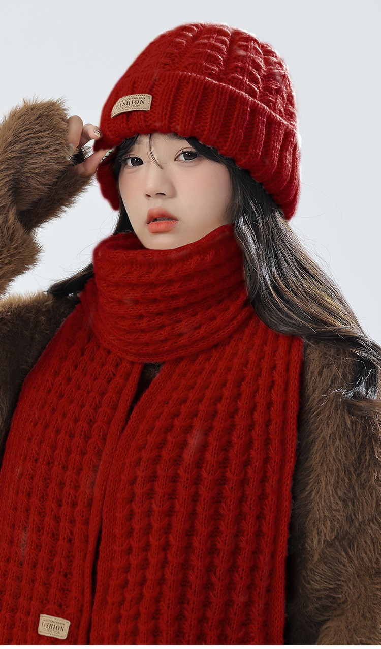 Neck protection versatile balaclava autumn and winter women's warm scarf integrated knitted hat knitted wool hat