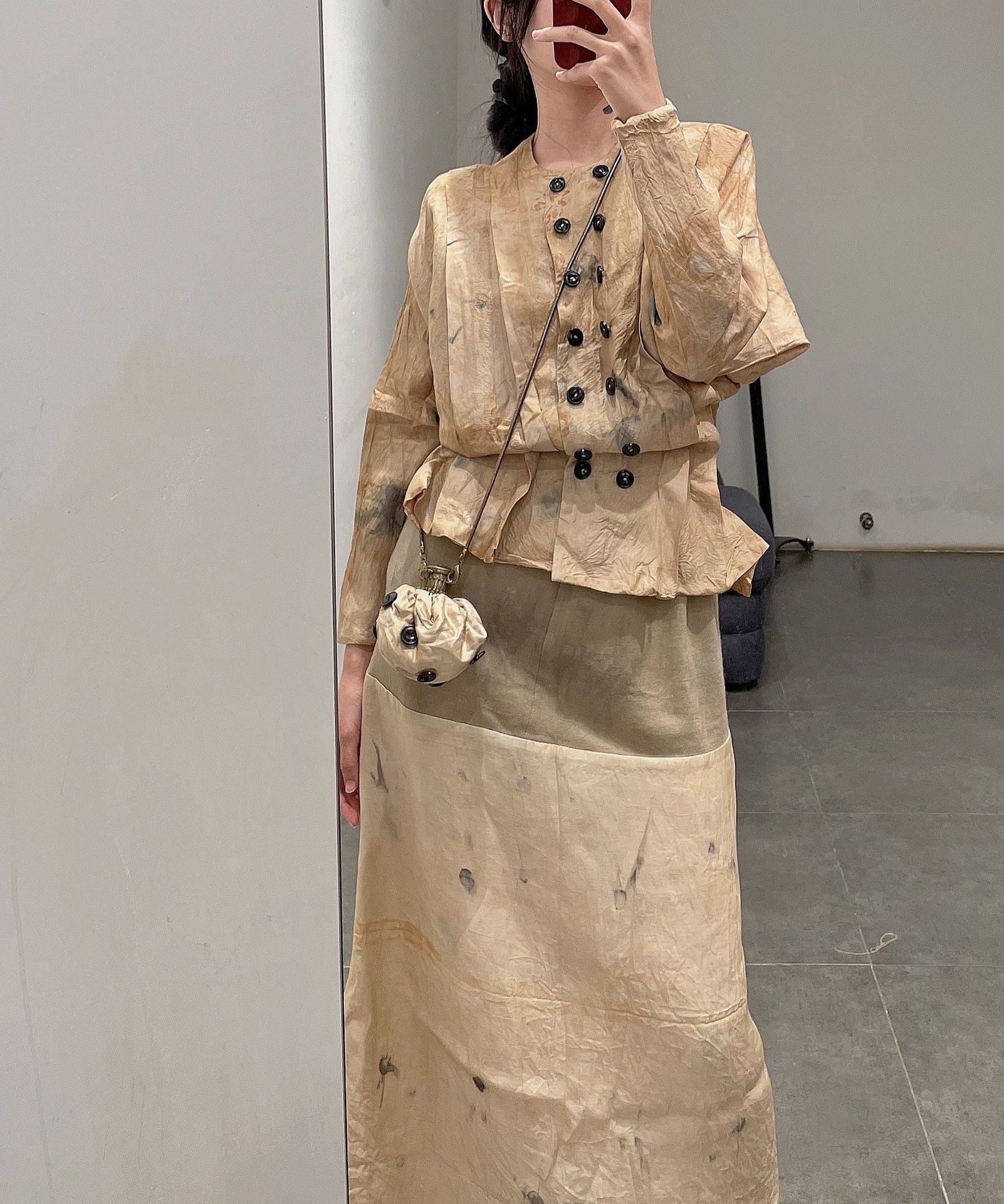 Umi mao-レースの二重層バッグ,シルクチェーン,ワインボトル,クロスボディバッグ,装飾ボタン,ゴールド,小さな正方形