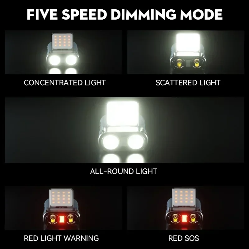 Lampada frontale con rilevamento a LED Lampada antiscivolo con cappuccio ricaricabile di tipo C Luce frontale di avvertimento per la sicurezza notturna Faro per bici MTB all'aperto
