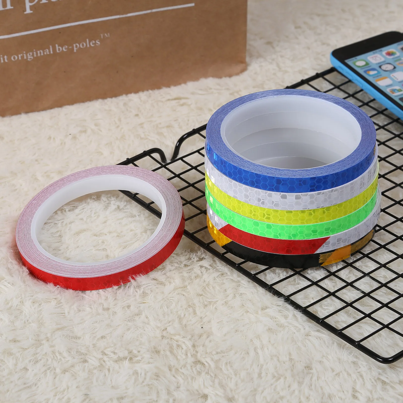 Pegatinas para bicicleta de 1cm x 8m, cinta reflectante, tiras de advertencia de seguridad fluorescentes, cintas para ciclismo de montaña, casco de bicicleta, motocicleta y Scooter