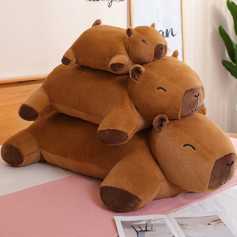 Riesige Kawaii Capybara Plüschpuppe Bodenmatte Hochwertiges Tier Braun Capybara Plüschteppich Home Decor Geschenk für Jungen und Mädchen