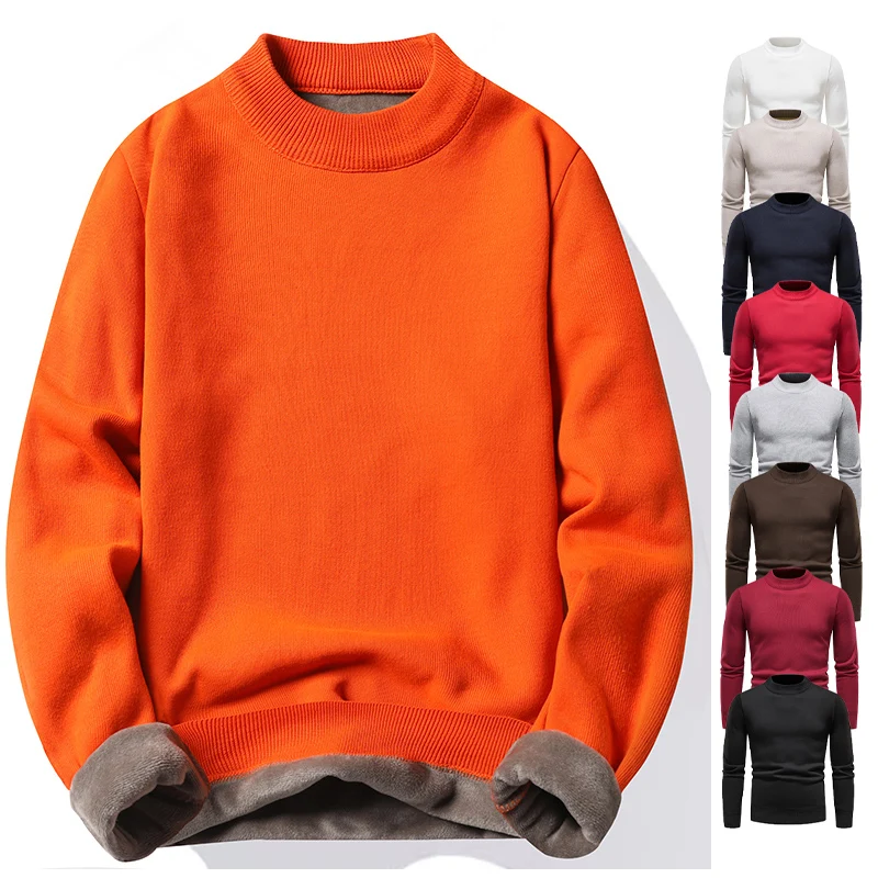 Herren Pullover Weiche Pullover Winter Samt Hemden Marke Kleidung Gestrickte Fleece Warme Kalte Bluse Slim Fit Bottom Shirts