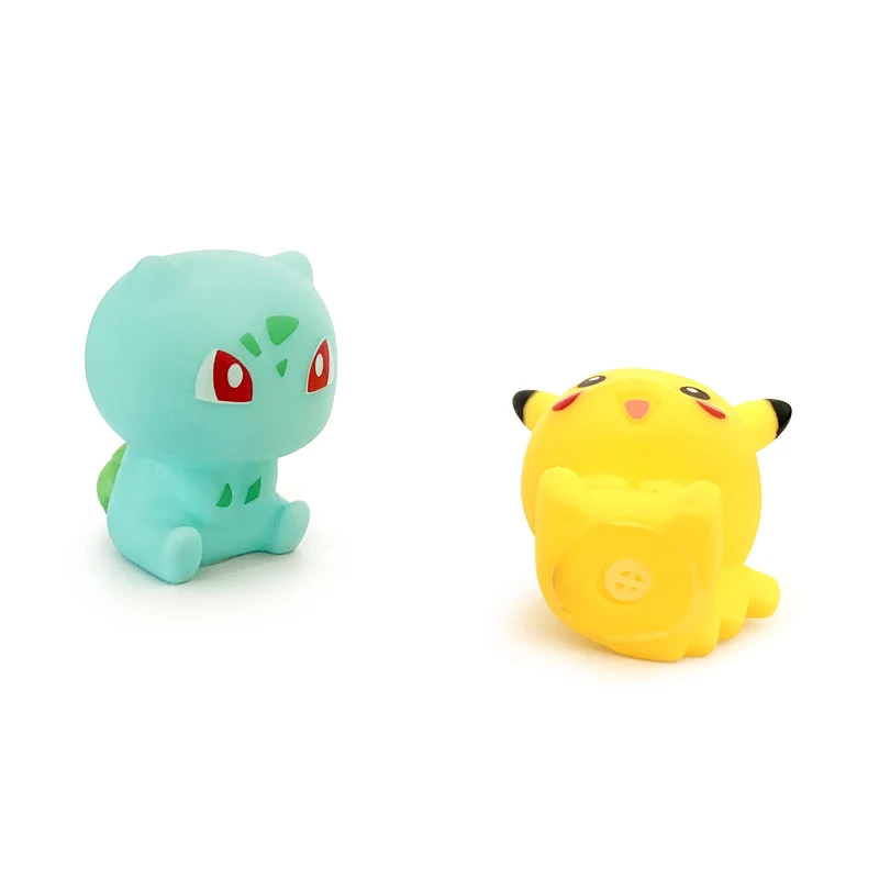 Pokemon Pikachu 6pcs ของเล่นน้ํา 5-6 ซม.Squeak & Float Bath ของเล่นอะนิเมะ Eevee Snorlax Charmander Squirtle Bulbasaur สําหรับชายหญิง