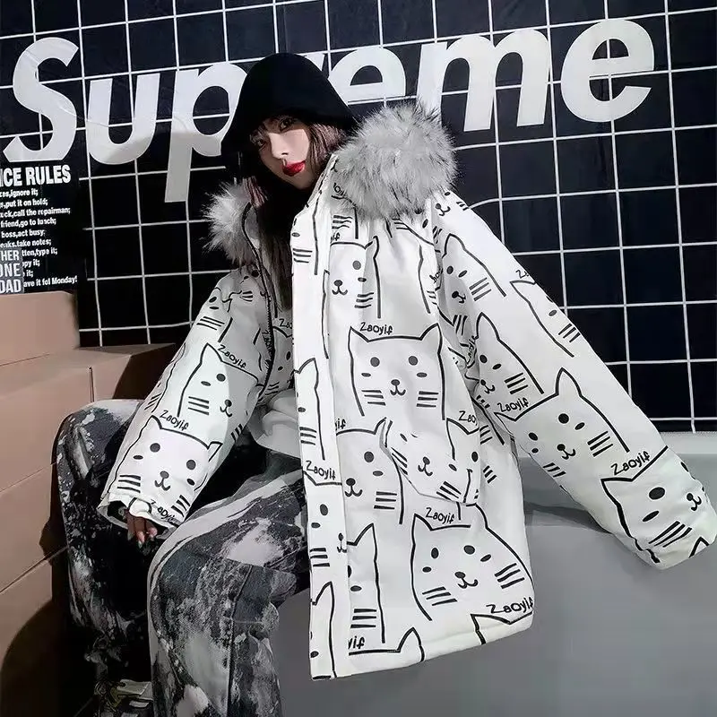 Neue Daunen Baumwoll jacke Wintermantel für Frauen Herren jacken Paar Kleidung warme Baumwolle gepolsterte Jacke Hoodie lose bedruckte Mode