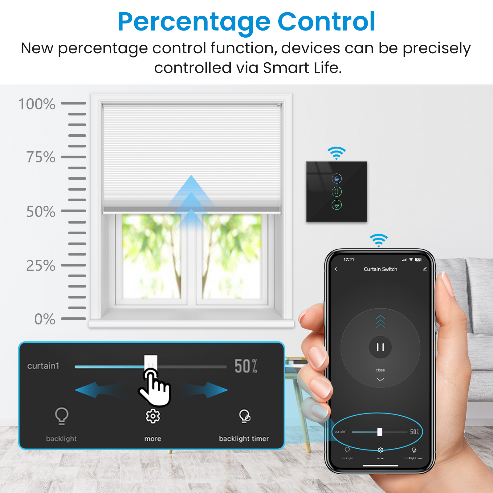 Tuya-interruptor de persiana enrollable para cortina negra, aplicación Smart Life, contenimiento de progreso, Control remoto, asistente de Google Alexa