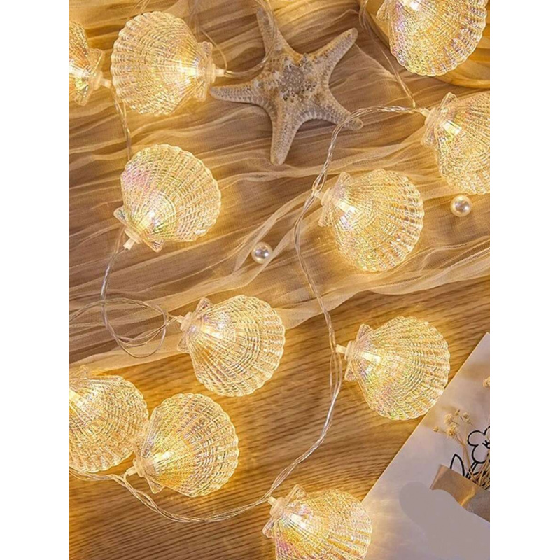 LED Seashell String Light Wall Decoration, Home Room Decor Light Camping Atmosphere Light Bedroom & Party Decoration Home Decor