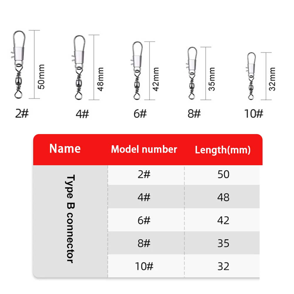 JSFUN 5 tamaños 100 unids/pack giratorios conector de pesca Pin rodamiento giratorio Snap Fastlock Clips anzuelo aparejos de pesca