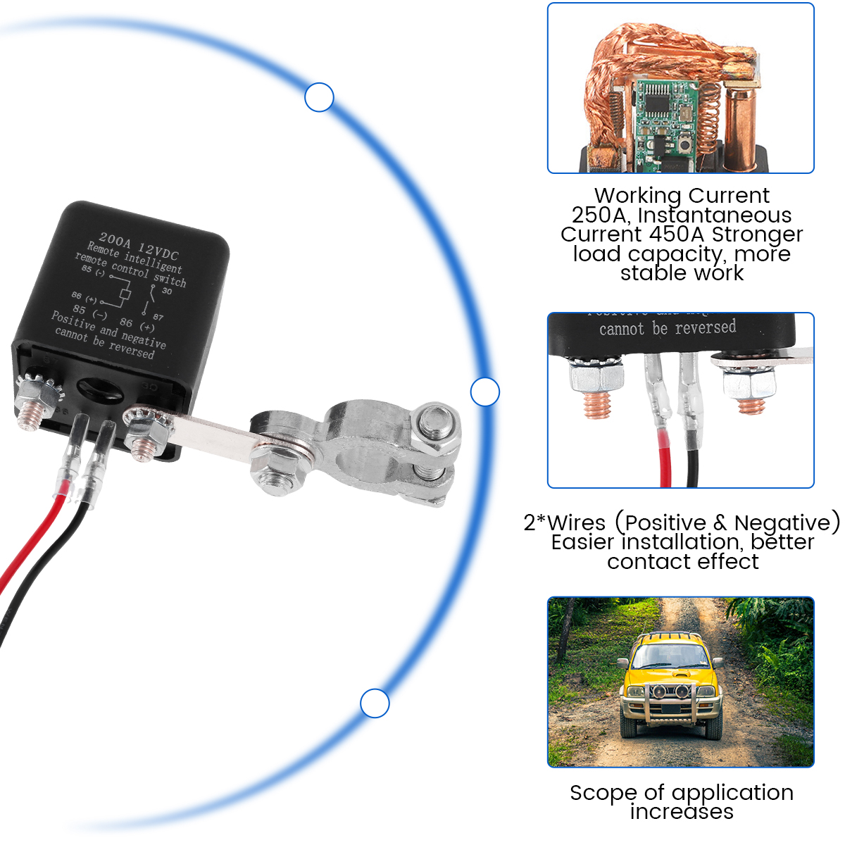 Interruptor de desconexão remota da bateria 12v 200a interruptor de matar para carro anti roubo bateria matar com controle remoto sem fio relé fobs