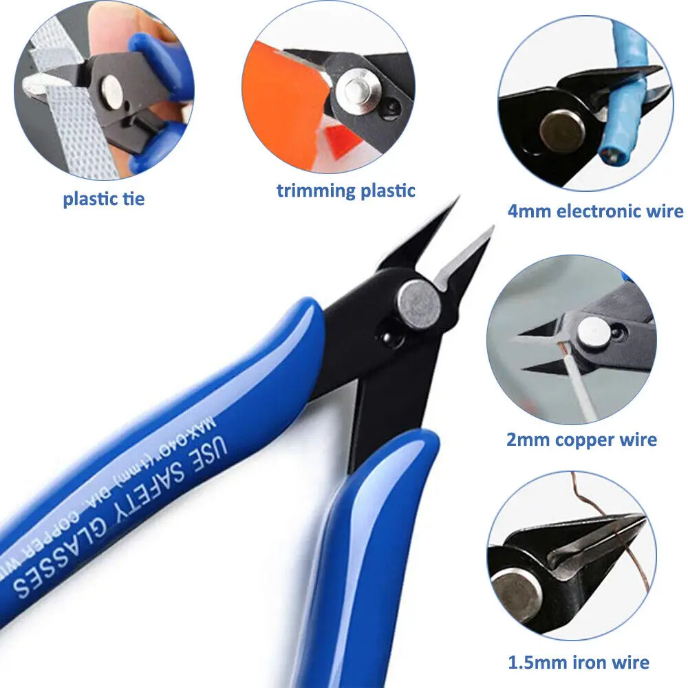 NJBLZQ คีมเหล็กคาร์บอนคีมสายไฟเครื่องตัดตัดด้านข้าง Snips Flush Pliers Nipper บ้านเครื่องมือสีฟ้า