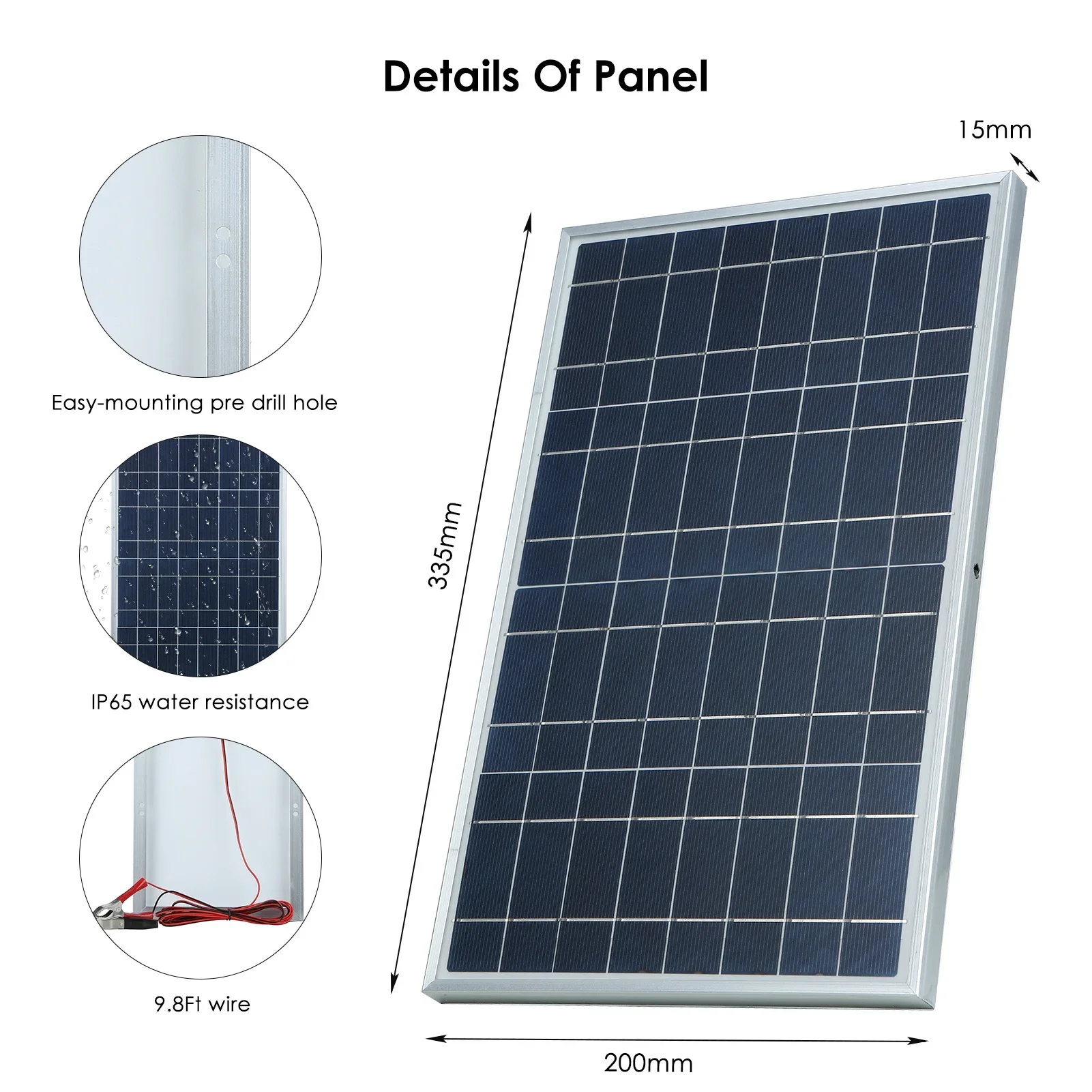 20 W/H Solarpanel-Set, komplett, 12 V, polykristalline Leistung, tragbarer, wiederaufladbarer Solarzellen-Solargenerator für den Außenbereich für Zuhause