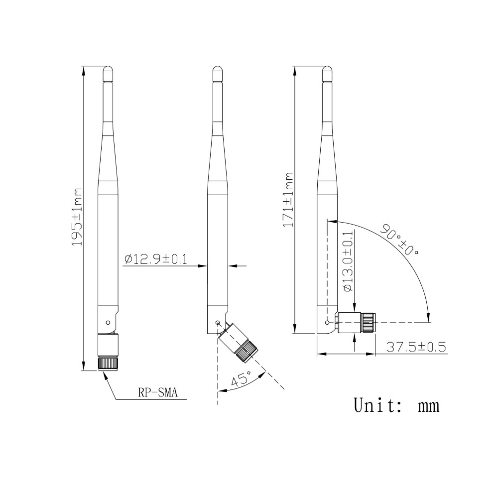 868 MHz LoRa-Antenne für den Innenbereich, Omni-Gummiantenne, SMA-Stecker