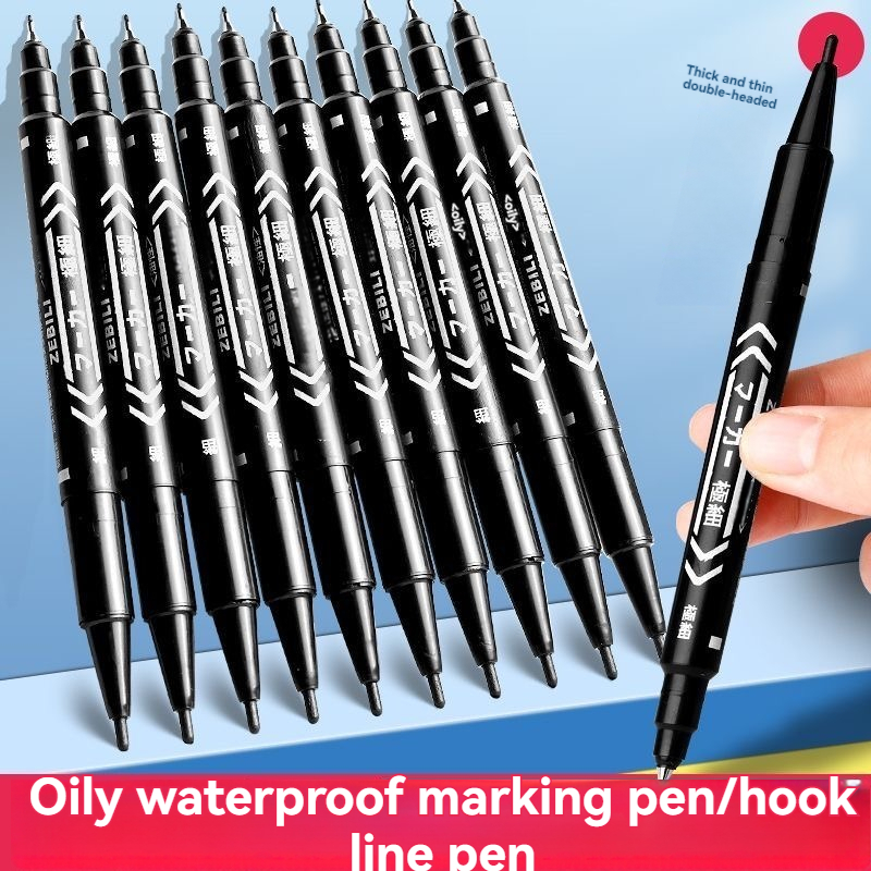 10 unids/set doble punta arte negro tinta azul rotulador de pintura permanente para plástico madera piedra Metal vidrio garabatos marcado Graffiti