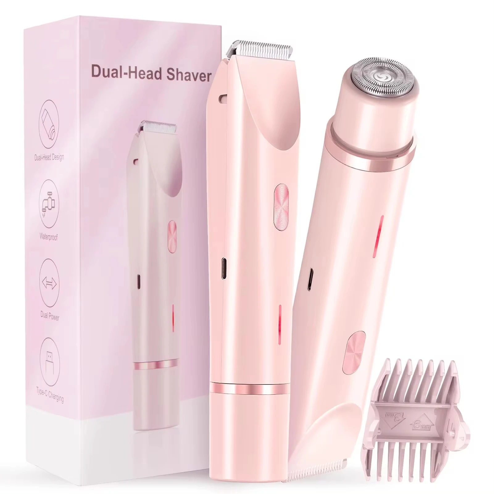 2025 กันน้ําเครื่องโกนหนวดไฟฟ้าแบบชาร์จไฟได้ Mini ผู้หญิงบิกินี่ Trimmer Body Hair Remover Mini Double Headed เครื่องกําจัดขนไฟฟ้า