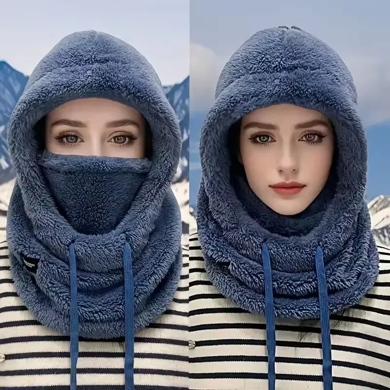 Warm Thermal Windproof Balaclava Ski Hood Motorcycle Face Cover Polar Fleece Adjustable Cycling Neck Cover Full Face Mask Winter