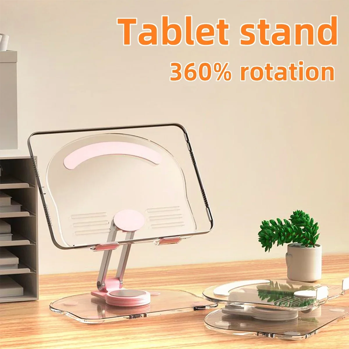 360° Rotation Tablet Desktop Stand Suitable for iPad Pro 9.7 Air 4 5 Mini 6 11 Mi Pad Transparent Acrylic Desktop Phone Stand