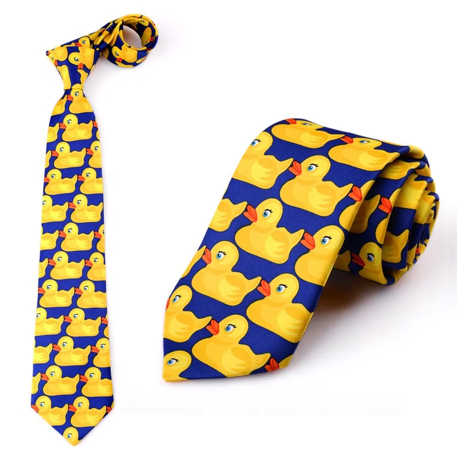 Yellow Duck Animals Food Prints Tie Men's Fashion Soft Casual Fancy Necktie Fashion Wedding Cute Tie For Man
