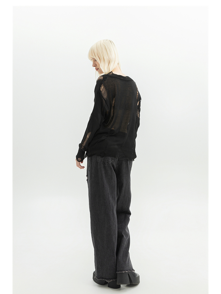 เสื้อผ้าผู้หญิง Black Gothic กางเกงยีนส์ 90s Aesthetic Y2k Oversize กางเกงยีนส์ Vintage Harajuku เกาหลี Emo 2000s ถังขยะ Jean กางเกง