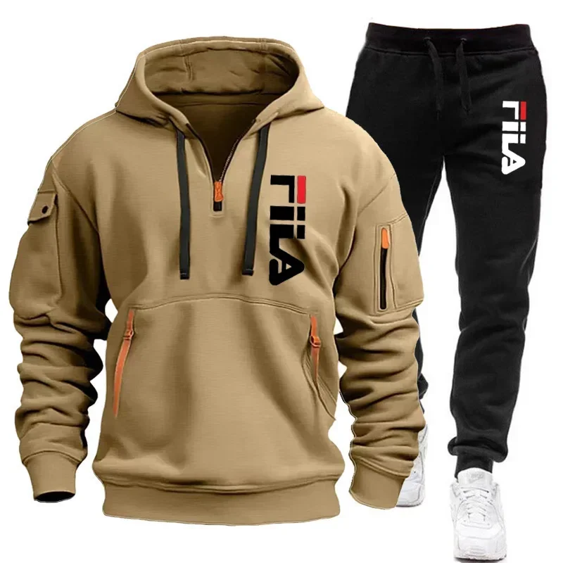 Modisches Jogging-Set für Herbst und Winter, lässige Herren-Langarm-Sportbekleidung + bedruckte lange Hosen, Herren-Sportbekleidungsset