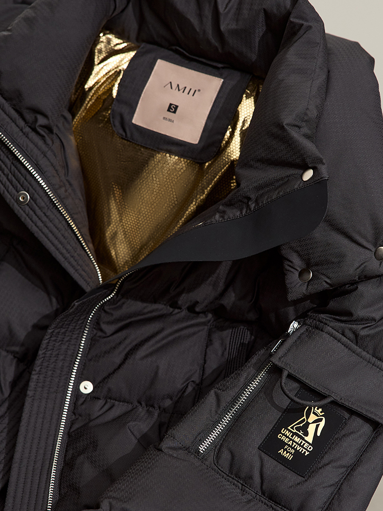 Женский минималистичный пуховик AMII, новинка зимы 2024, плотный теплый топ со съемной шапочкой, стеганое пальто, женская модная верхняя одежда 12344192