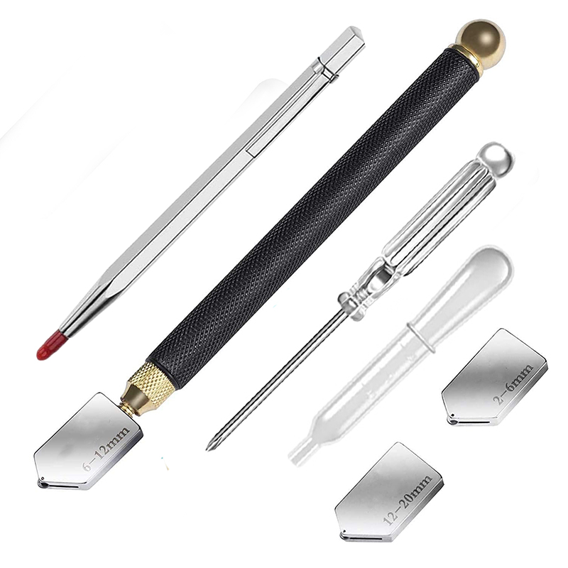 6PCS Taglierina per vetro diamantata Utensile manuale professionale per taglierina per piastrelle per pavimenti in vetro 2-20mm Utensili da taglio per vetro Set di strumenti per la costruzione