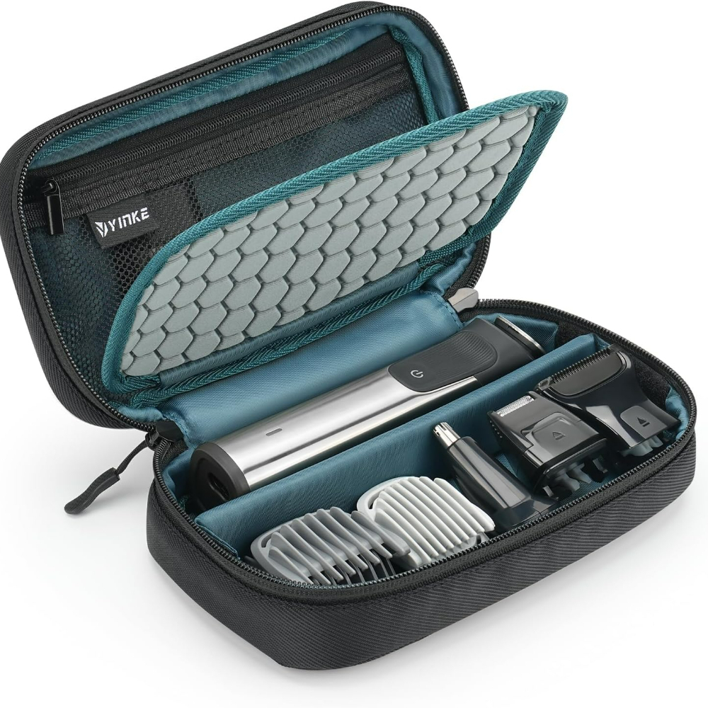 All-in-One Travel Case compatible for Braun Series 5 & Philips Multigroom 3000-9000, Organized Compartments, Durable Storage Bag