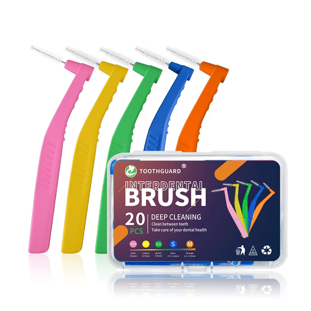 20 piezas cepillo Interdental para ortodoncia, limpieza entre los dientes, microcepillo de higiene bucal Dental, Mini cepillo con cubierta antipolvo