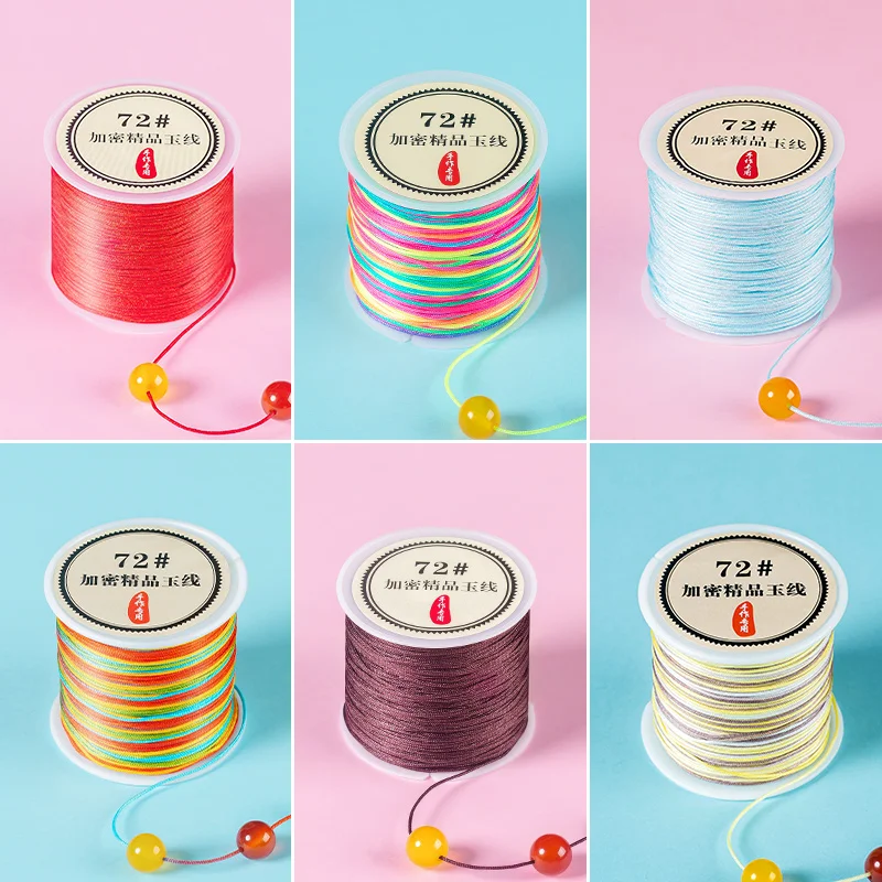 50M/Cuộn 0.8Mm Sợi Nylon Dây Trung Quốc Phối Nút Macrame Dây Vòng Tay Áo Ngực Dây Cho DIY Tua Rua Chiếu Trúc Hạt shamballa Dây