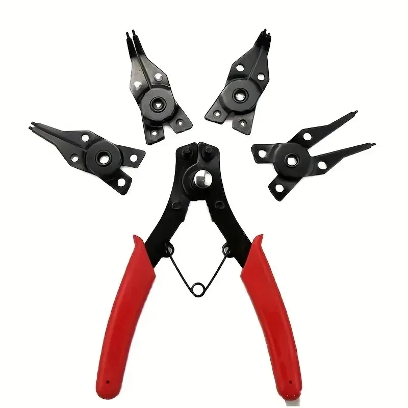 4-in-1-Sicherungsringzangen-Set, Sicherungsringzange, abnehmbarer Kopf, Sicherungsringzange, Handwerkzeug, multifunktional zum Crimpen und Reparieren