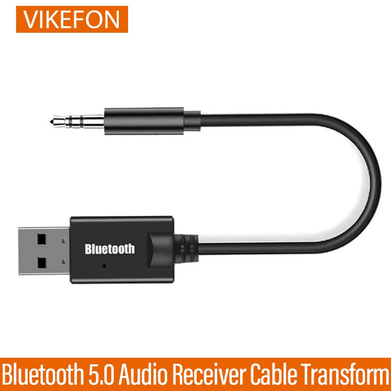VIKEFON Bluetooth 5.0 Audio-ontvanger Kabel Transformeren USB Ontvanger Dongle 3.5mm AUX Jack Draadloze Auto Muziek Adapter Kabel