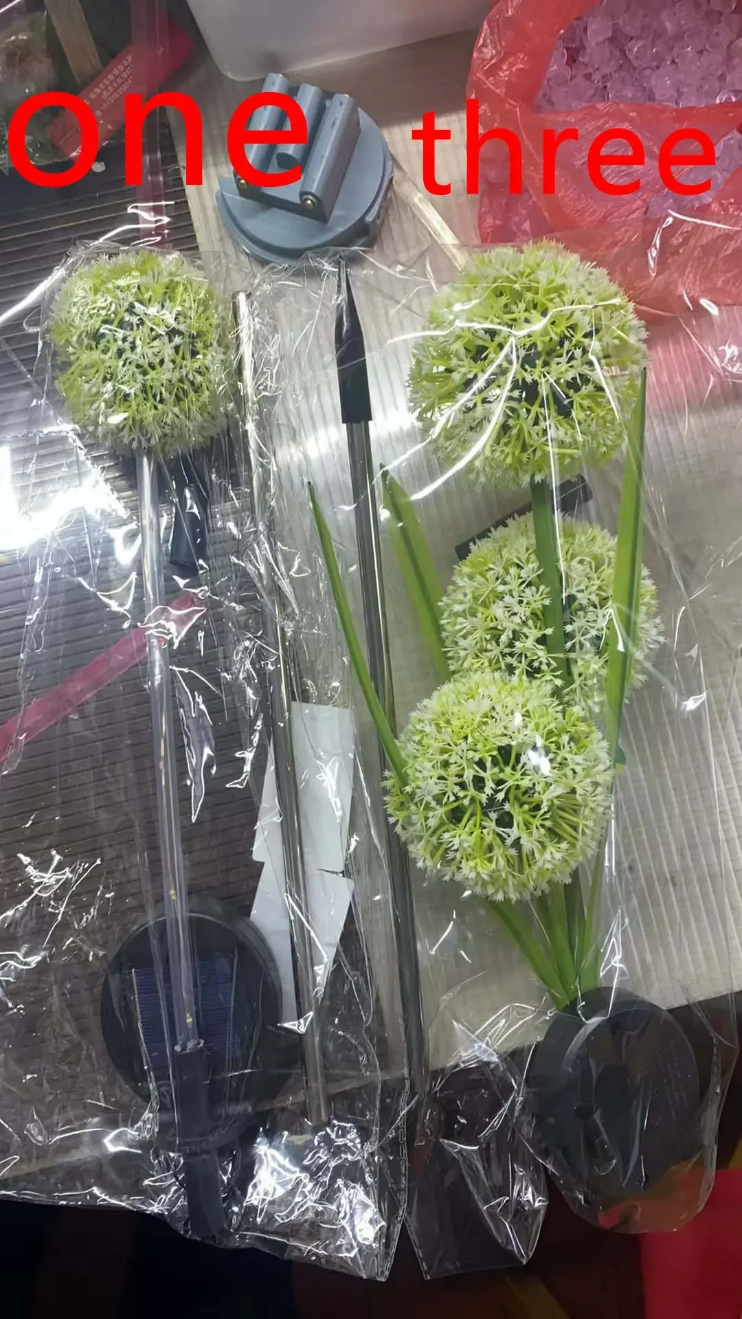3 LEDS พลังงานแสงอาทิตย์กลางแจ้ง Dandelion ไฟ LED สี Scallion Ball ไฟ, ไฟสนามหญ้า, สําหรับ Garden, Patio, ทางเดิน, ตกแต่งสนามหญ้า