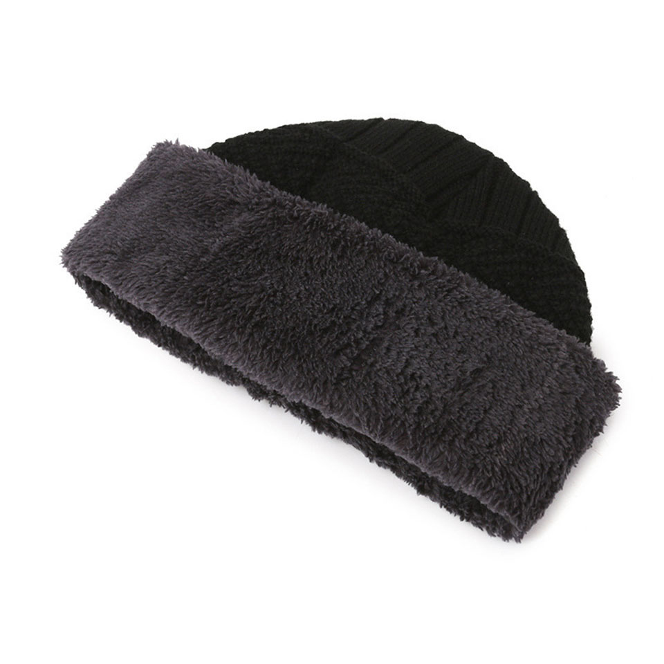 GETINFIT, 1 Uds., gorro de lana cálido y grueso de terciopelo para invierno, bufanda a prueba de viento y frío de 2 piezas, gorro de punto integrado para mujer y hombre