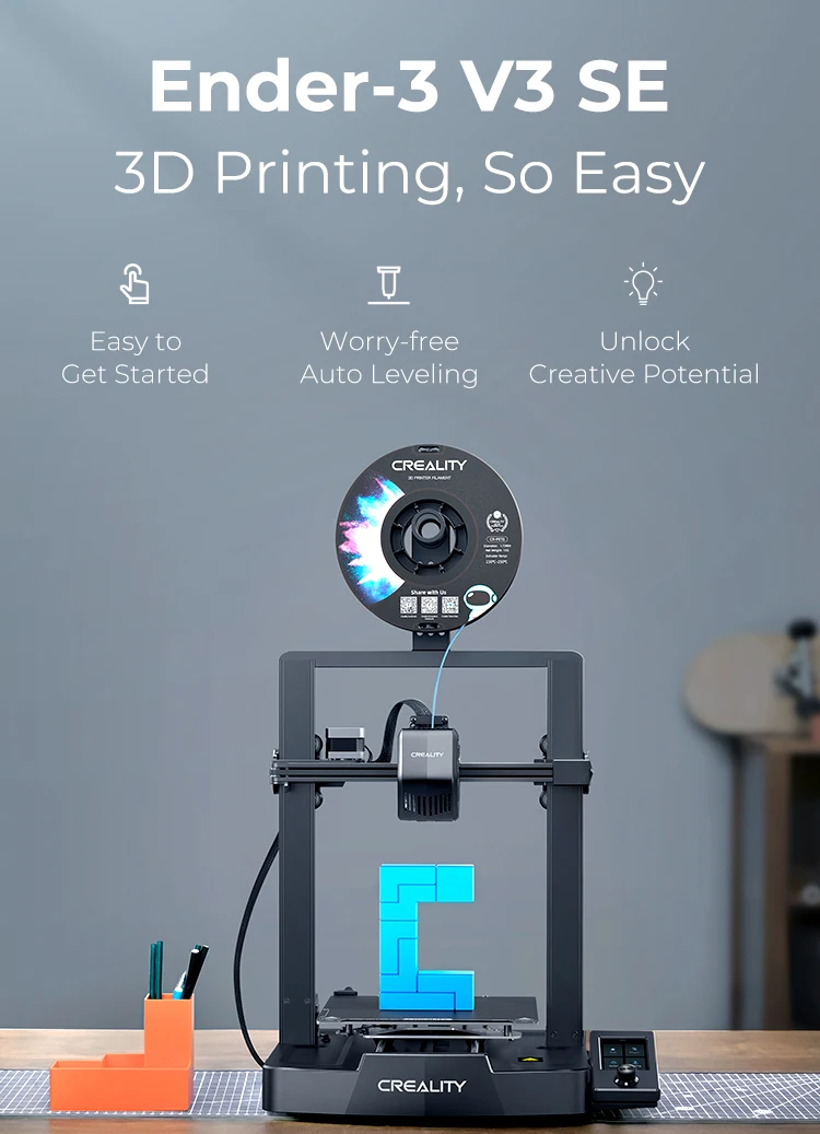 Creality Ender-3 V3 SE Impresora 3D Sprite Extrusión directa 250 mm/S Velocidad de impresión más rápida Pantalla IU de doble eje Z CR Touch