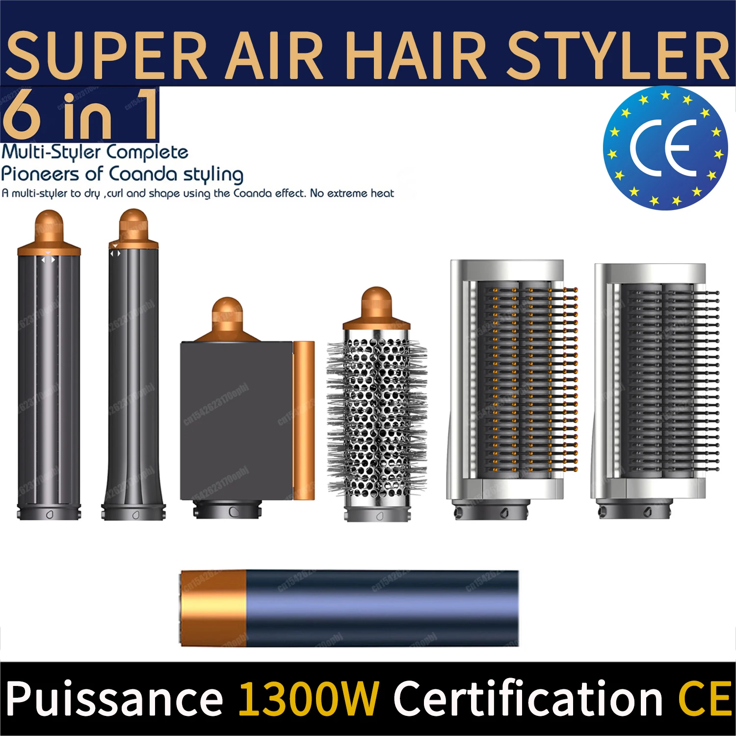 Novo 6 em 1 modelador de cabelo auto curling secador envoltório quente/frio secador de ar 1300w alisador de cabelo curling barril escova salão de beleza secador de cabelo